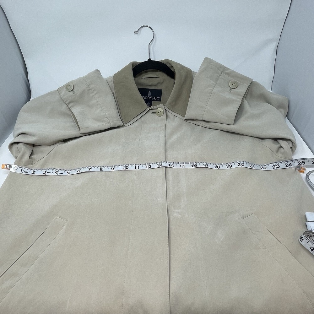 London Fog Womens Barn Chore Coat Jacket Faux Suede Tan Brown Collar Pockets L - Picture 10 of 16